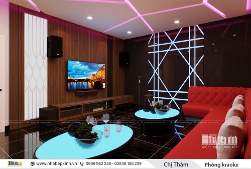 Phòng giải trí karaoke hiện đại cho gia đình .